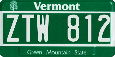 VT license plate ZTW812