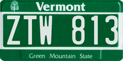 VT license plate ZTW813