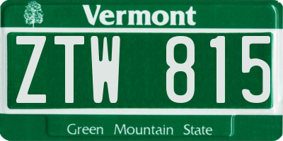 VT license plate ZTW815