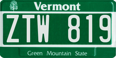 VT license plate ZTW819