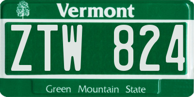 VT license plate ZTW824