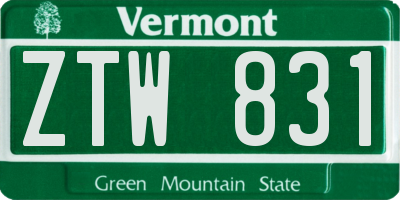 VT license plate ZTW831