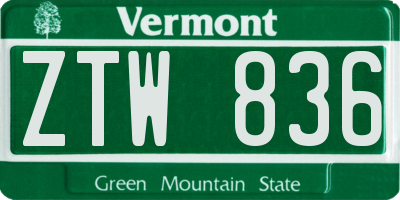 VT license plate ZTW836