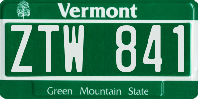 VT license plate ZTW841