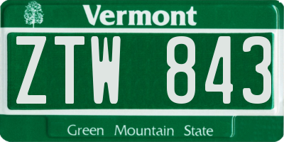 VT license plate ZTW843