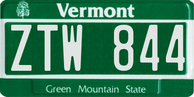 VT license plate ZTW844