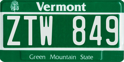 VT license plate ZTW849