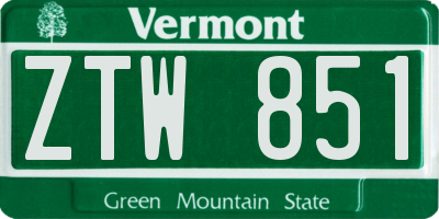 VT license plate ZTW851