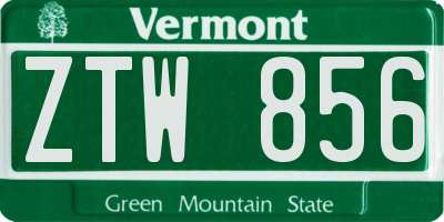 VT license plate ZTW856