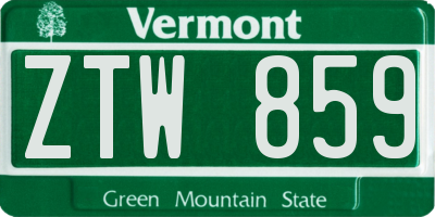 VT license plate ZTW859