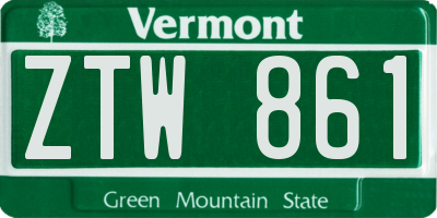 VT license plate ZTW861