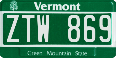 VT license plate ZTW869