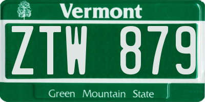 VT license plate ZTW879