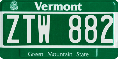 VT license plate ZTW882