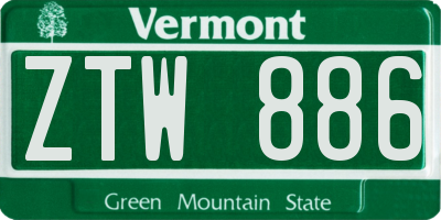 VT license plate ZTW886