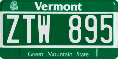 VT license plate ZTW895