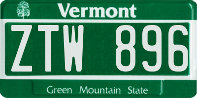 VT license plate ZTW896