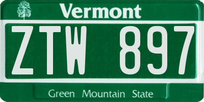 VT license plate ZTW897