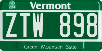 VT license plate ZTW898