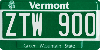 VT license plate ZTW900