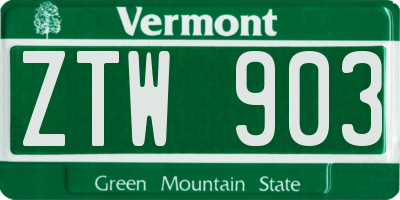 VT license plate ZTW903
