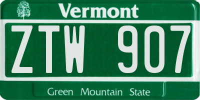 VT license plate ZTW907
