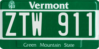 VT license plate ZTW911