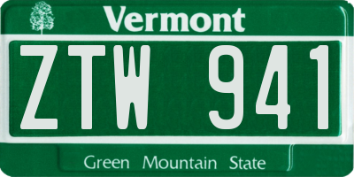 VT license plate ZTW941