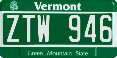 VT license plate ZTW946