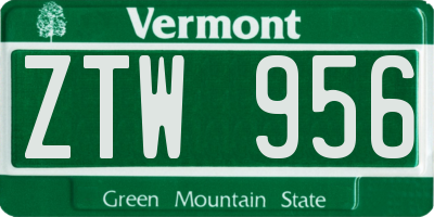 VT license plate ZTW956
