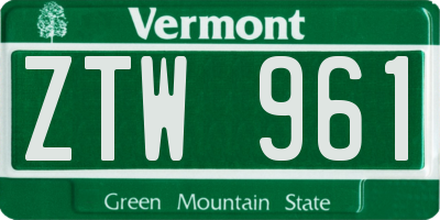 VT license plate ZTW961