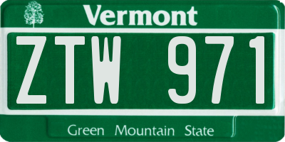 VT license plate ZTW971