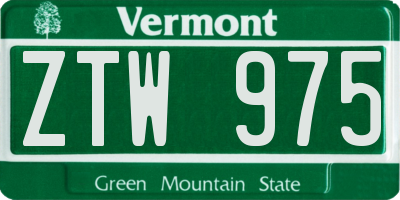 VT license plate ZTW975