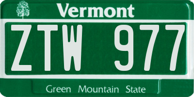 VT license plate ZTW977
