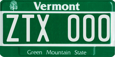 VT license plate ZTX000