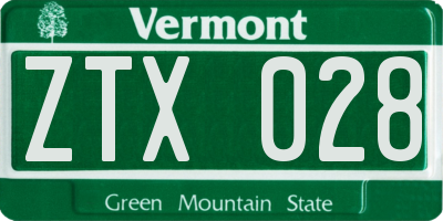 VT license plate ZTX028