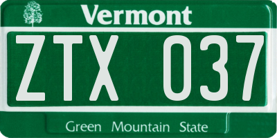 VT license plate ZTX037