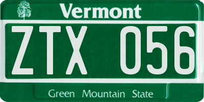 VT license plate ZTX056