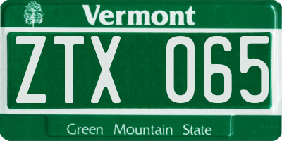 VT license plate ZTX065