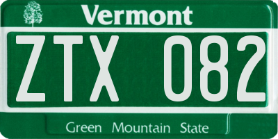 VT license plate ZTX082