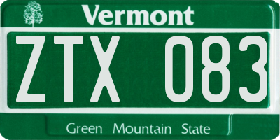 VT license plate ZTX083
