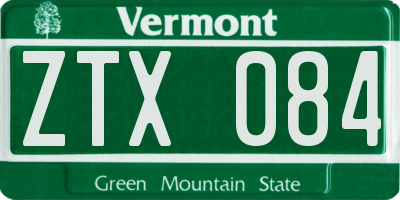 VT license plate ZTX084