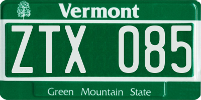 VT license plate ZTX085