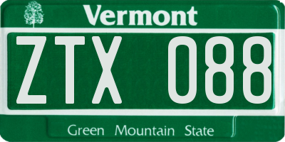 VT license plate ZTX088