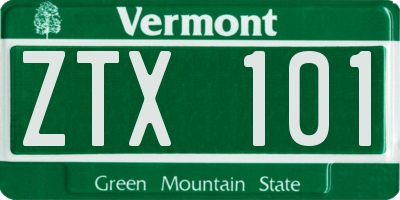 VT license plate ZTX101
