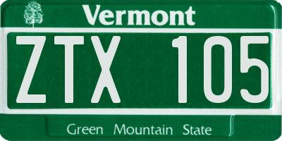 VT license plate ZTX105
