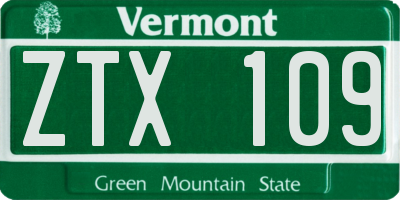 VT license plate ZTX109