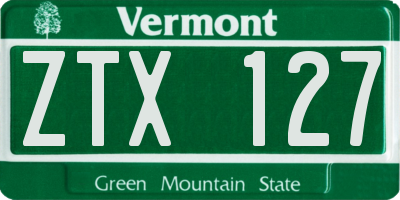 VT license plate ZTX127