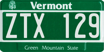 VT license plate ZTX129