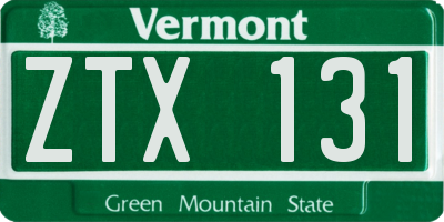 VT license plate ZTX131